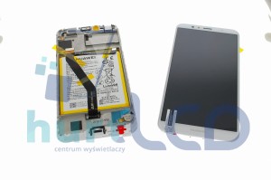 HUAWEI Y6 2018 LCD RAMKA BATERIA 100% ORYGINAŁ BIAŁY