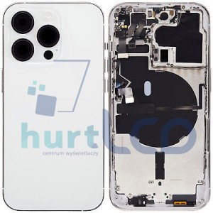 PEŁNA OBUDOWA TYŁ KLAPKA IPHONE 14 BIG HOLE SREBRNY